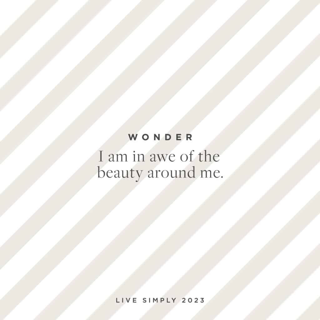 Live Simply Monthly Mantra: Wonder